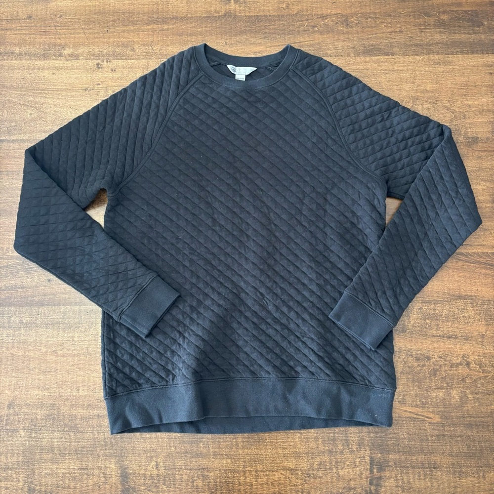 Cloudveil Quilted Black Sweatshirt Crewneck Minimalist Cozy Pullover Size M - Picture 4 of 10